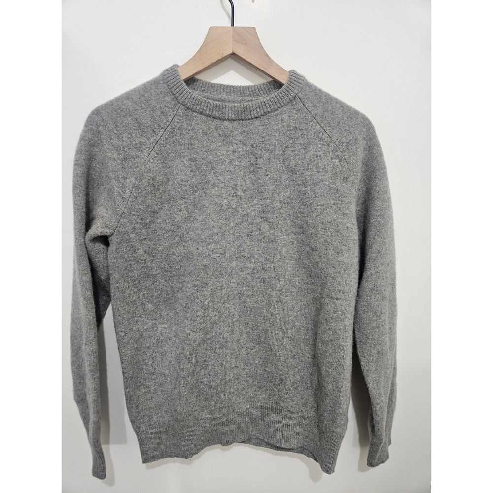 Magaschoni Womens Grey 100% Lambswool Raglan Crewneck Sweater Size Medium Tall